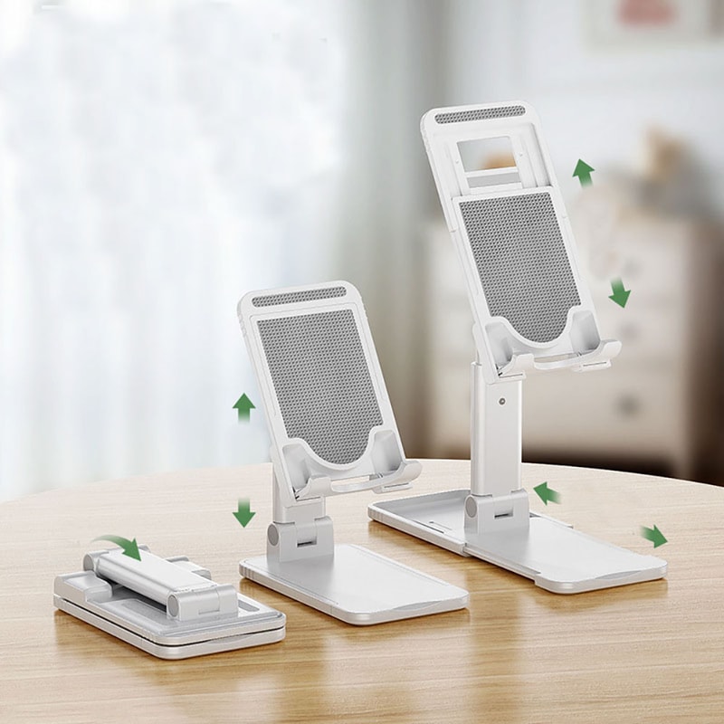 Adjustable Folding Desk Phone Stand & Portable Tablet Holder for Live Streaming