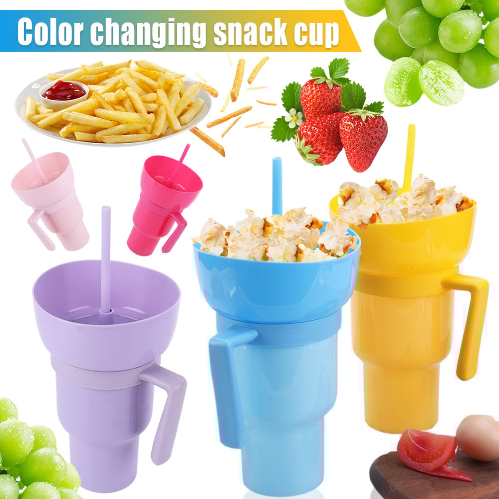 Stadium Tumbler with Snack Bowl and Straw Spill Proof Snack and Drink Cup