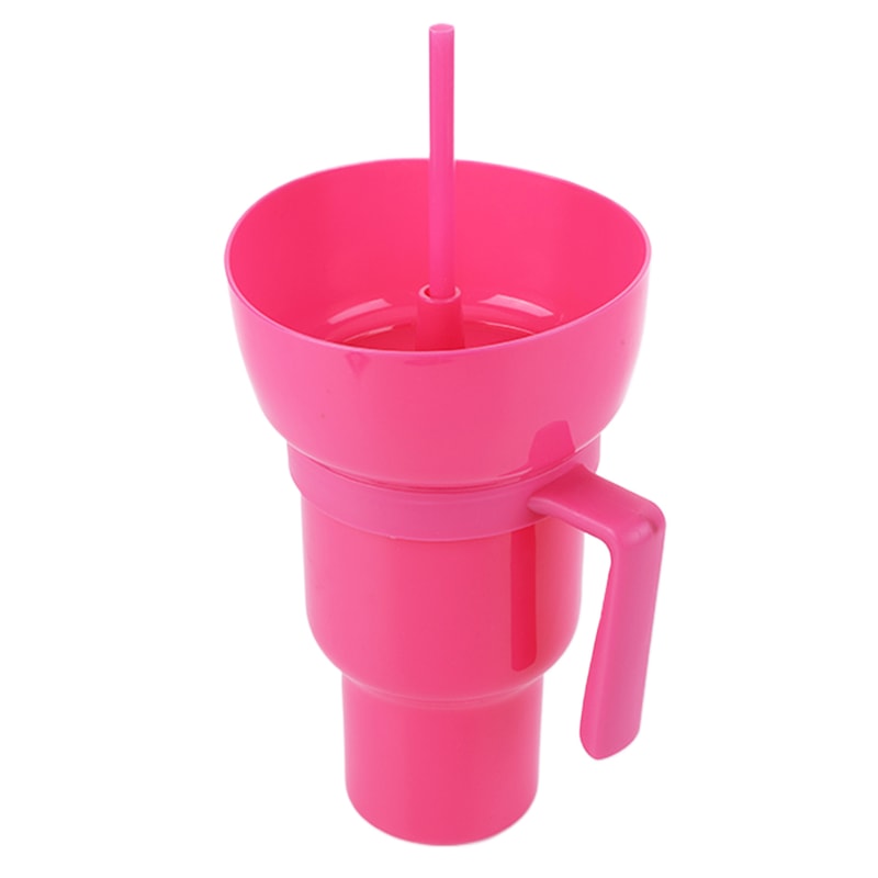 Stadium Tumbler with Snack Bowl and Straw Spill Proof Snack and Drink Cup