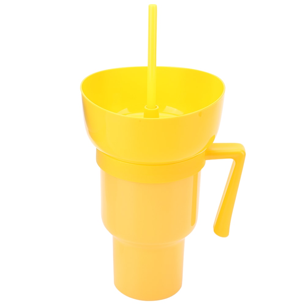Stadium Tumbler with Snack Bowl and Straw Spill Proof Snack and Drink Cup