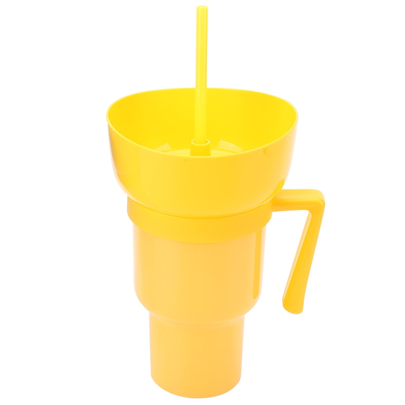 Stadium Tumbler with Snack Bowl and Straw Spill Proof Snack and Drink Cup