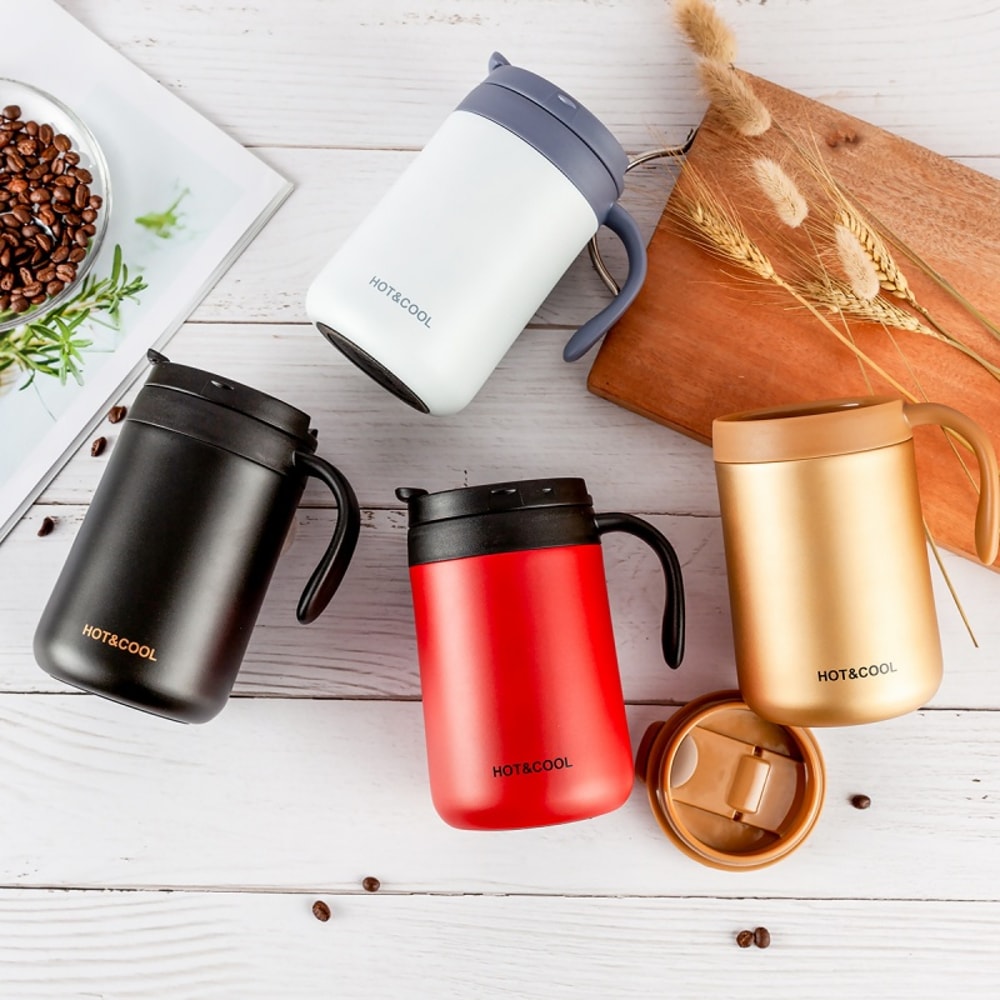 Insulated Stainless Steel Coffee Mug with Handle Wide Mouth Office Travel Cup