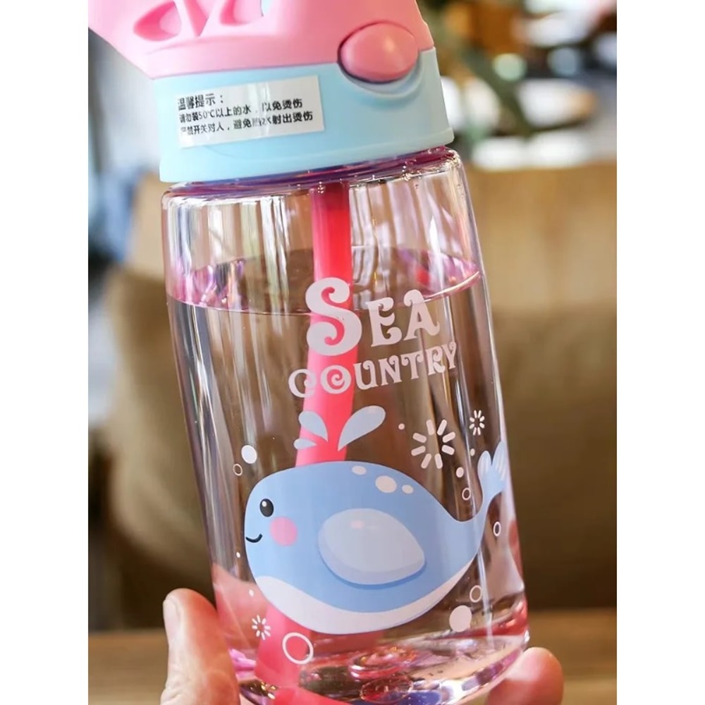 Leakproof Kids Cartoon Water Bottle With Straw Portable Sippy Cup For School Sports 2