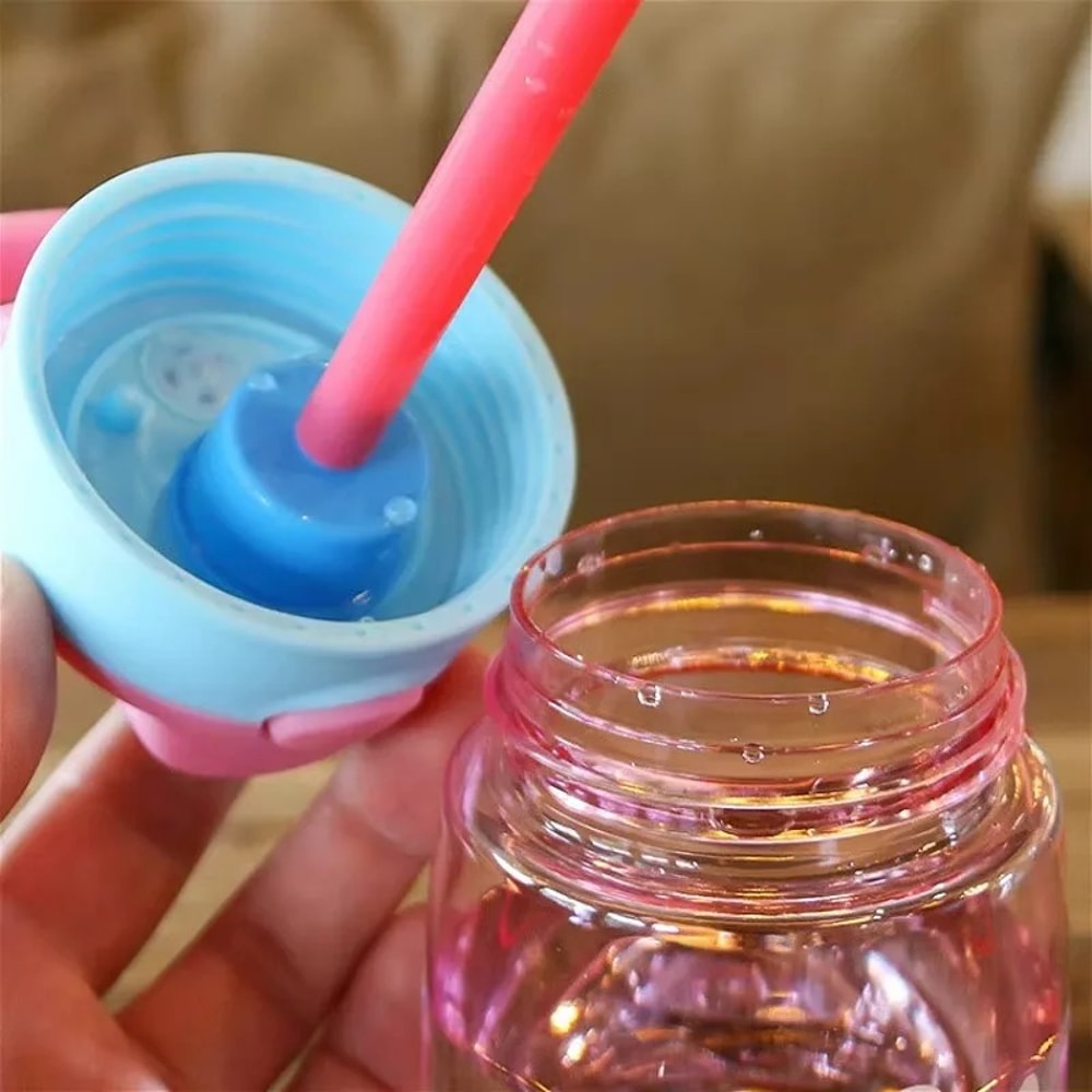 Leakproof Kids Cartoon Water Bottle With Straw Portable Sippy Cup For School Sports 4