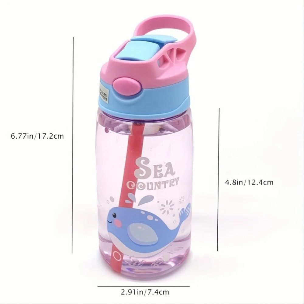 Leakproof Kids Cartoon Water Bottle With Straw Portable Sippy Cup For School Sports 5
