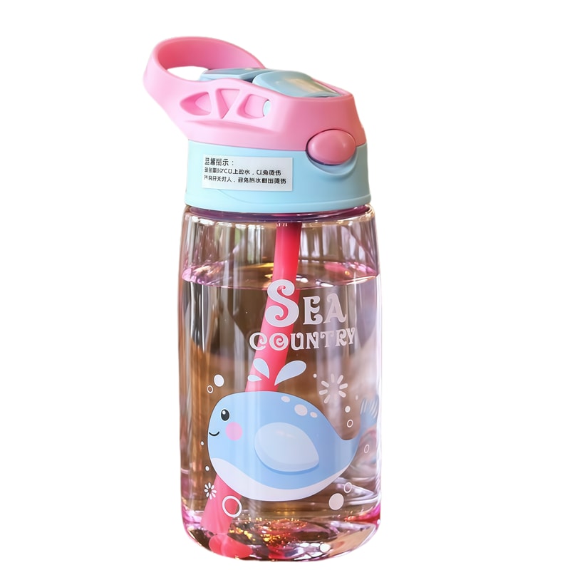 Leakproof Kids Cartoon Water Bottle With Straw Portable Sippy Cup For School Sports 6