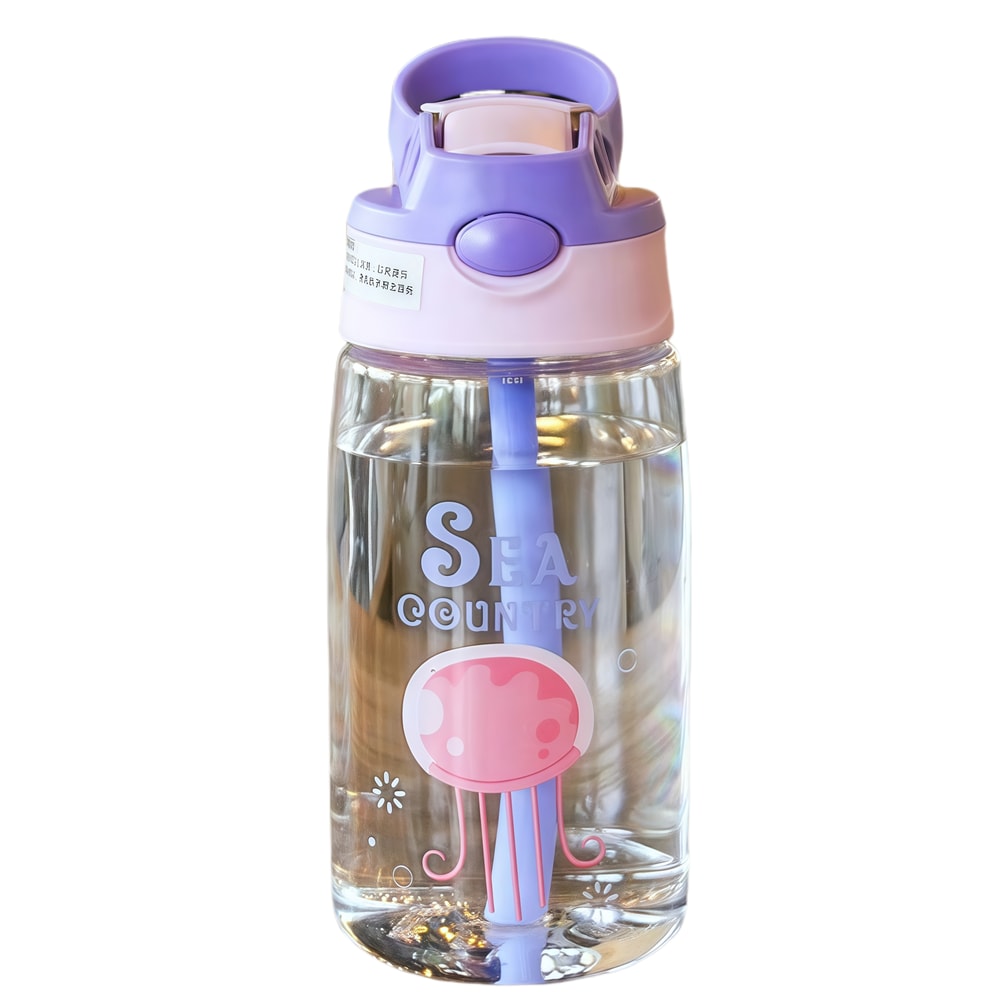 Leakproof Kids Cartoon Water Bottle With Straw Portable Sippy Cup For School Sports 7