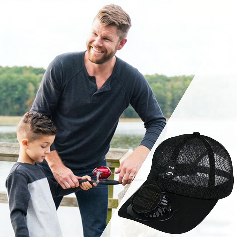Solar Power Cooling Fan Baseball Cap Breathable Mesh Summer Sun Hat