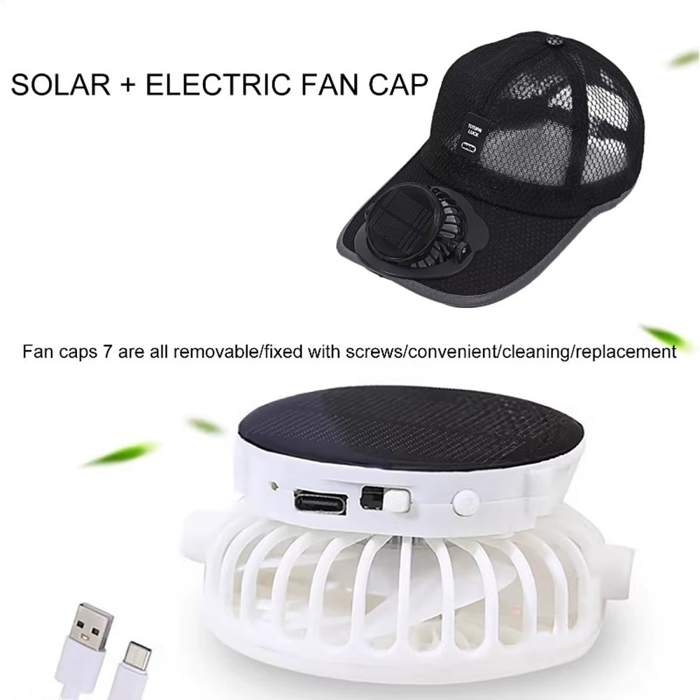 Solar Power Cooling Fan Baseball Cap Breathable Mesh Summer Sun Hat