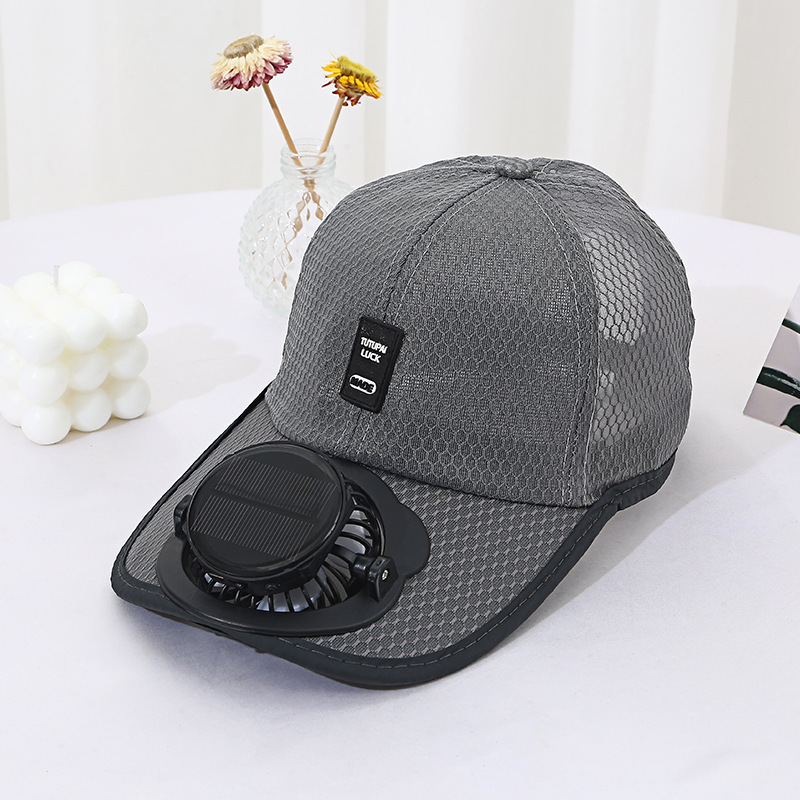 Solar Power Cooling Fan Baseball Cap Breathable Mesh Summer Sun Hat