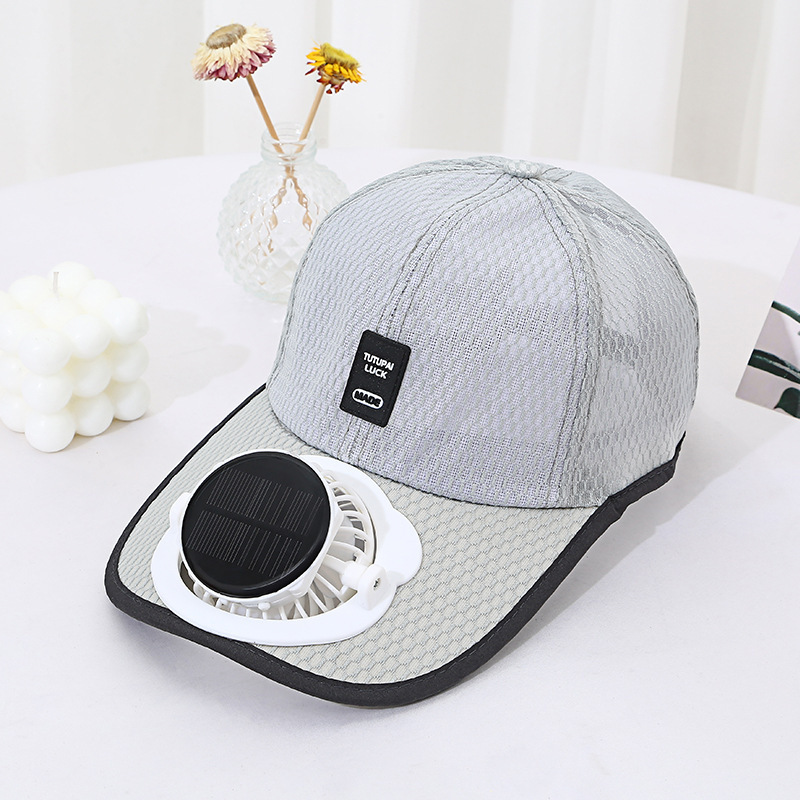 Solar Power Cooling Fan Baseball Cap Breathable Mesh Summer Sun Hat