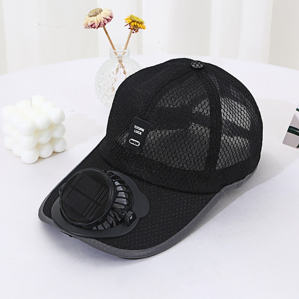 Solar Power Cooling Fan Baseball Cap Breathable Mesh Summer Sun Hat
