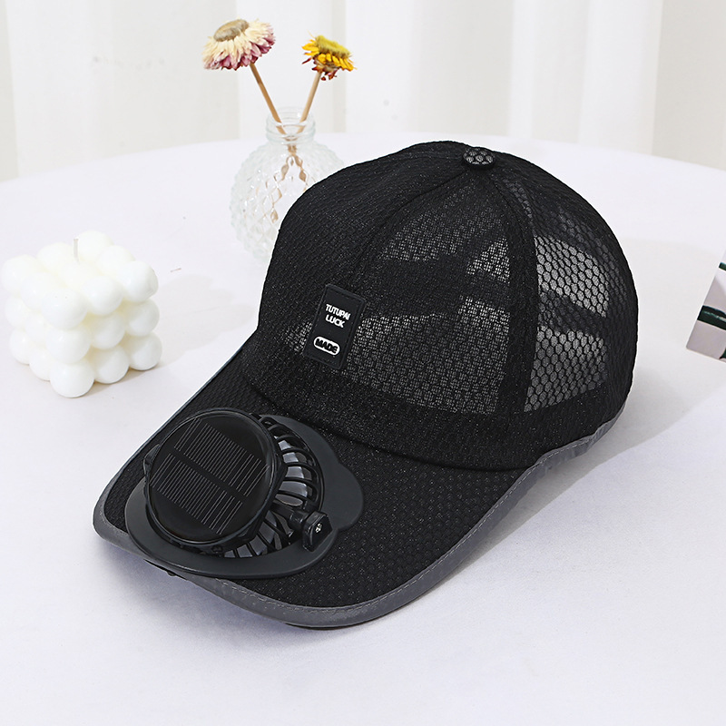 Solar Power Cooling Fan Baseball Cap Breathable Mesh Summer Sun Hat