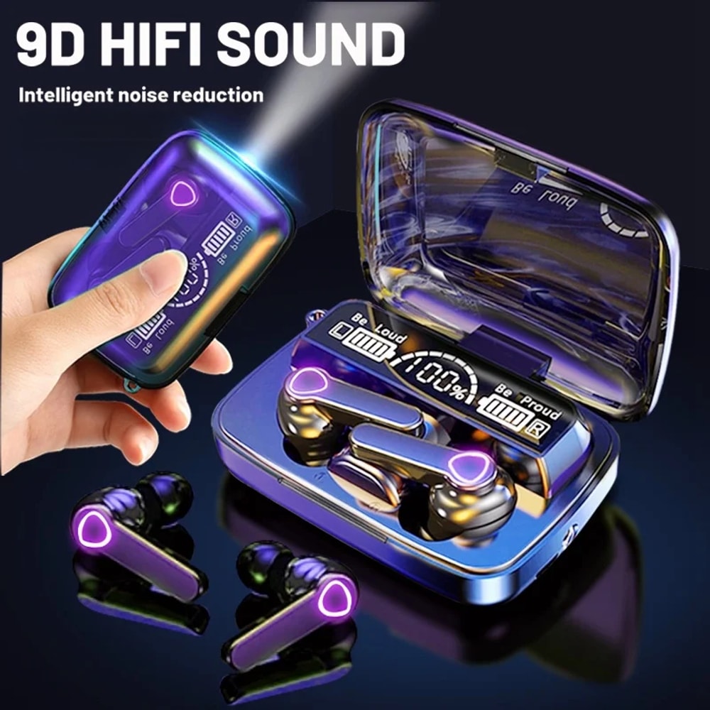 Pro Wireless Earbuds with LED Mirror Charging Case and Emergency Power Bank