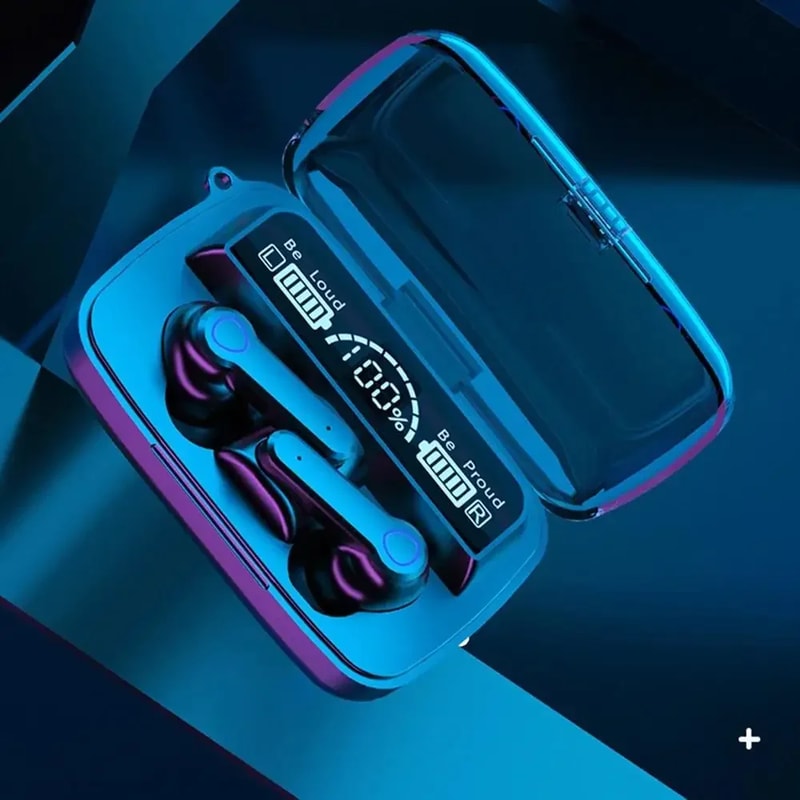 Pro Wireless Earbuds with LED Mirror Charging Case and Emergency Power Bank