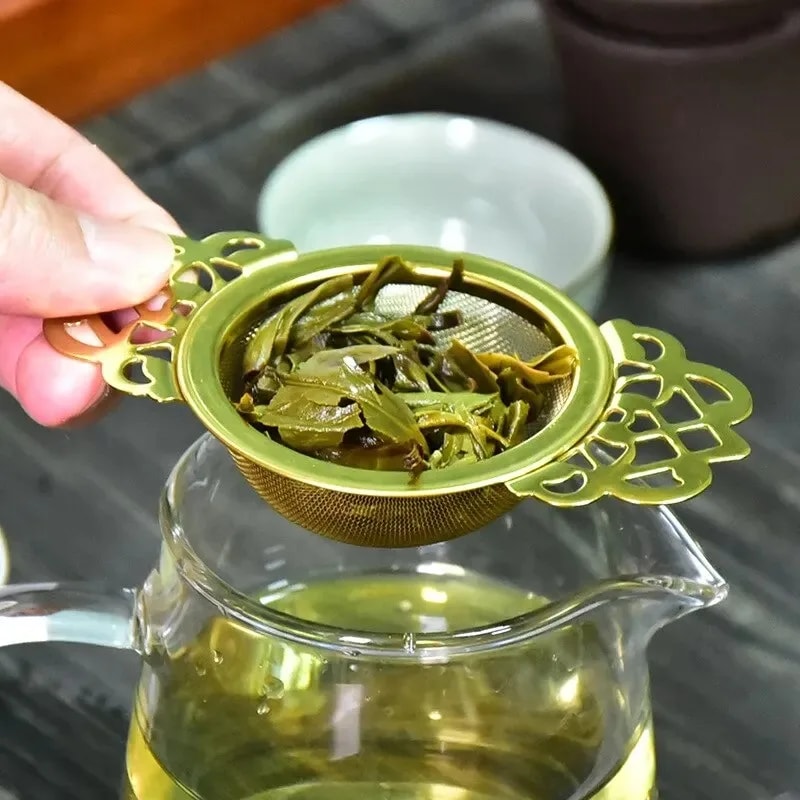 Double Ear Stainless Steel Tea Infuser with Fine Mesh and Lid