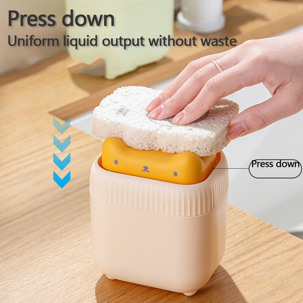PressFlow Dish Soap Dispenser with Sponge Holder for Kitchen Sink