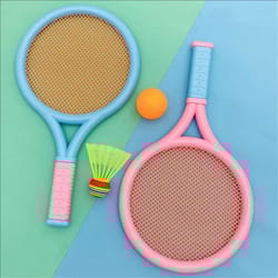 kids badminton set with ball & shuttlecock for outdoor parent child play