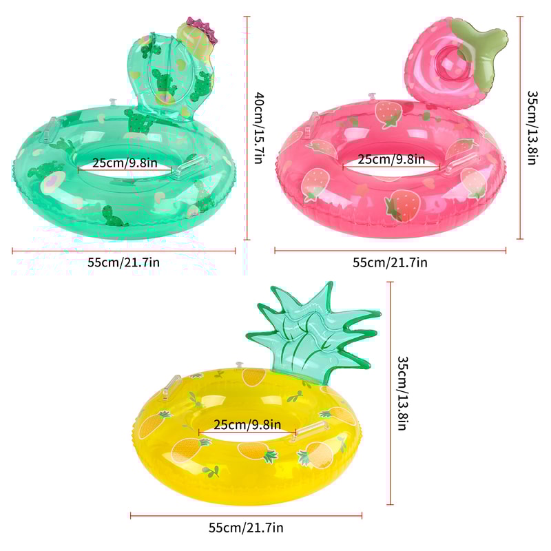Fruit Pool Float with Handles Adult Inflatable Swim Ring for Summer Pool Parties