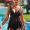 FringeGlow High Waisted Bikini Set With Tassel Detail And Push Up V Neck Top 5