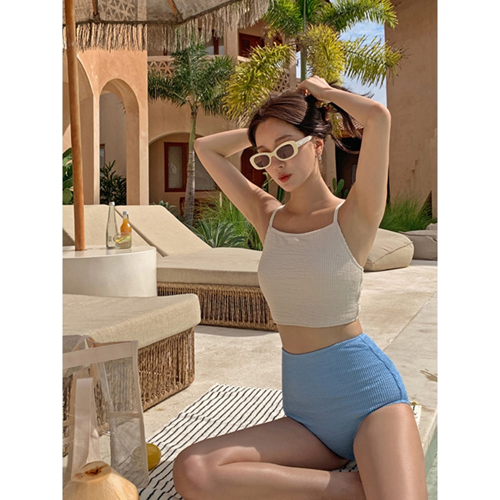 Womens high waisted bikini Modest Two Piece Tummy Control Swimwear