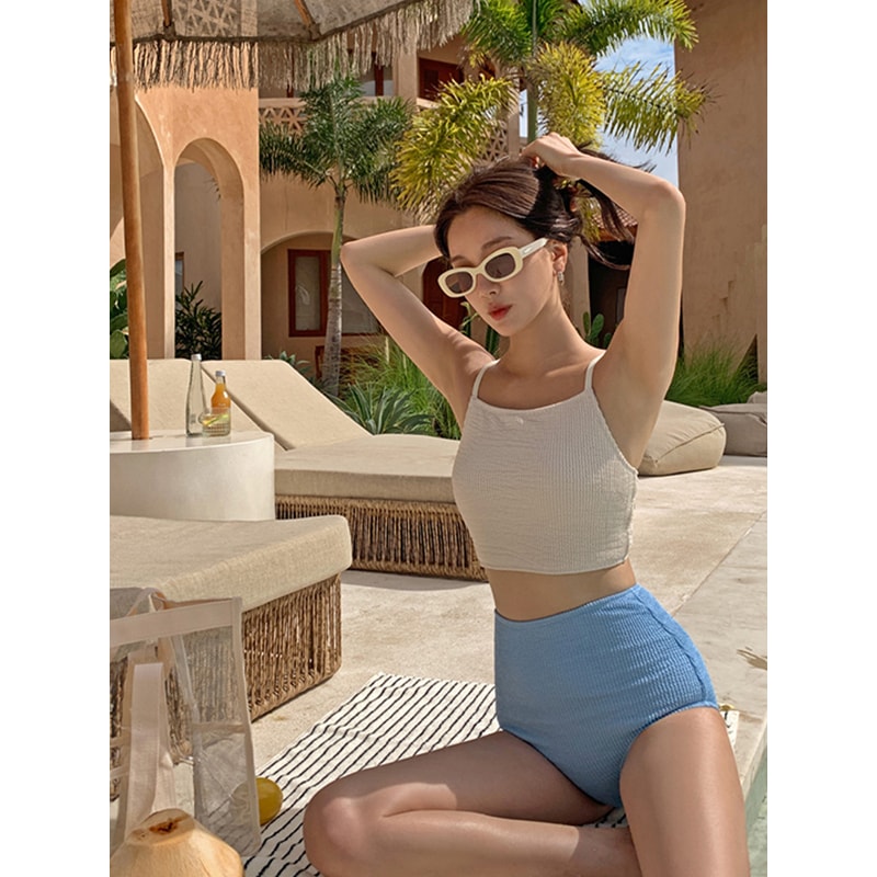 Womens high waisted bikini Modest Two Piece Tummy Control Swimwear