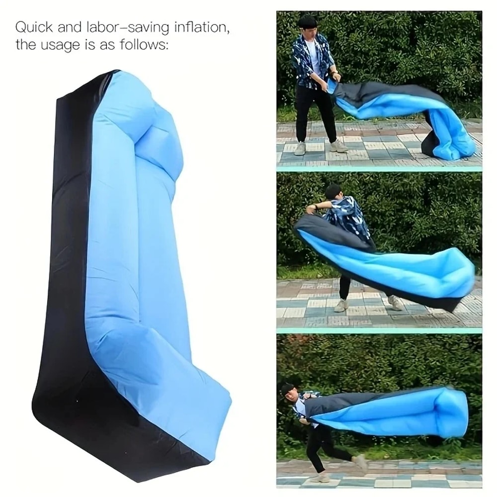 Portable Inflatable Lounger With Pillow Waterproof Portable Air Sofa For Beach Camping Festivals 1