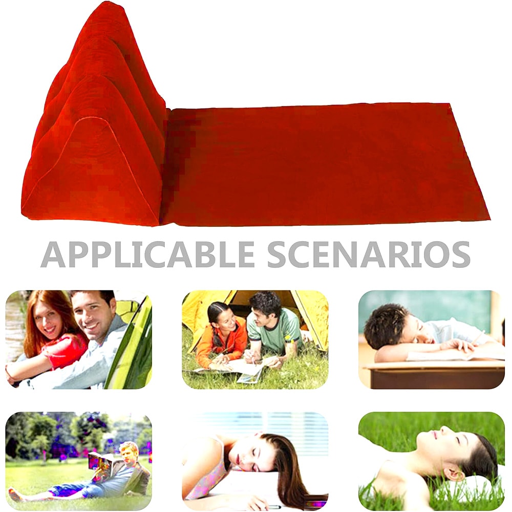 Inflatable Beach Cushion Backrest Portable PVC Flocked Lounger for Beach and Camping