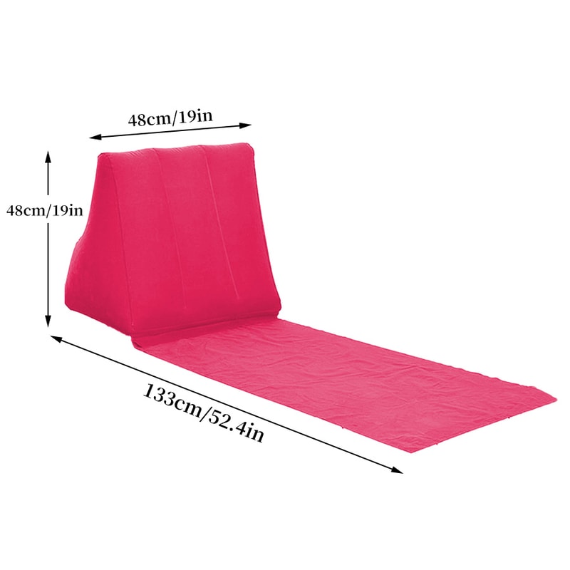 Inflatable Beach Cushion Backrest Portable PVC Flocked Lounger for Beach and Camping
