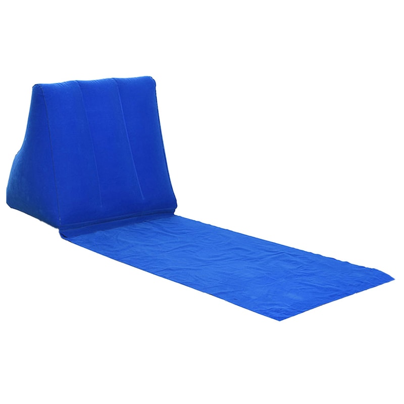 Inflatable Beach Cushion Backrest Portable PVC Flocked Lounger for Beach and Camping