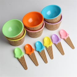 cone style kids ice cream bowl set with spoon reusable sundae dessert cups