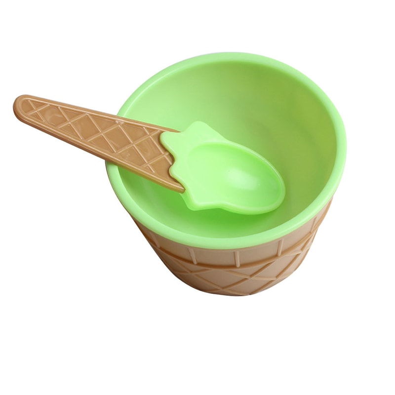 Cone Style Kids Ice Cream Bowl Set with Spoon Reusable Sundae Dessert Cups
