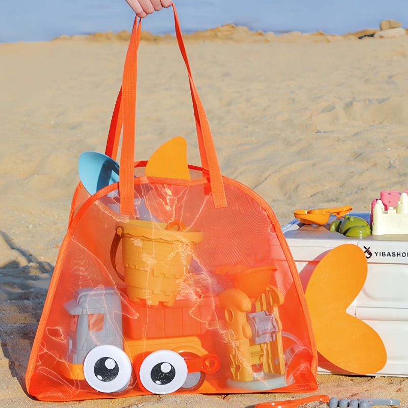 Large Mesh Beach Bag For Toys And Towels Foldable Sand Away Tote 1