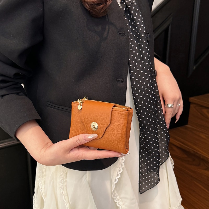 Luxury Slim Bifold Wallet for Women Elegant PU Leather Card Holder & Mini Purse