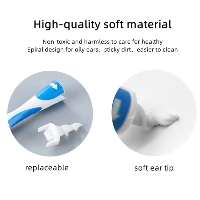 Soft Spiral Ear Wax Removal Kit with Silicone Tips Portable Reusable Ear Cleaner