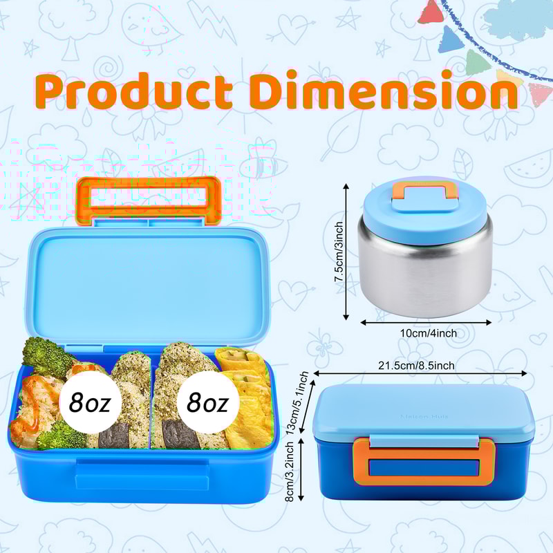 Insulated Bento Lunch Box Set with Snack and Sauce Containers
