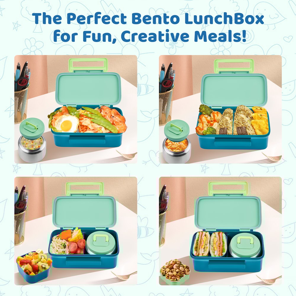 Insulated Bento Lunch Box Set with Snack and Sauce Containers