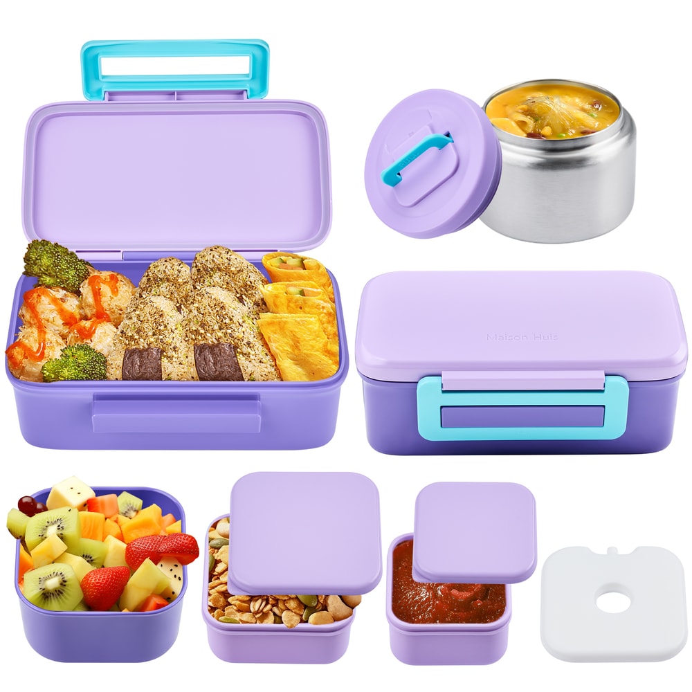 Insulated Bento Lunch Box Set with Snack and Sauce Containers