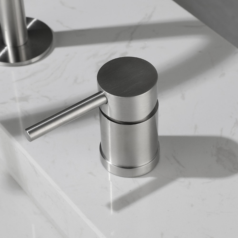 Stainless Steel Widespread Bathroom Faucet Hot And Cold Deck Mounted Basin Mixer 2