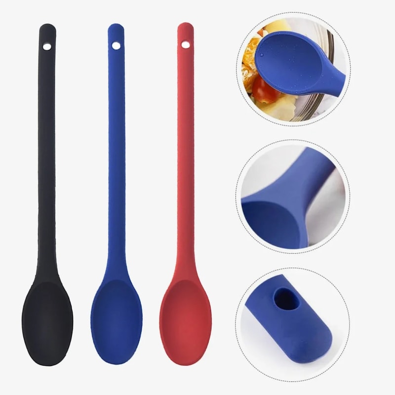 Long Handle Silicone Cooking Spoon For Salad Mixing And Nonstick Serving 0