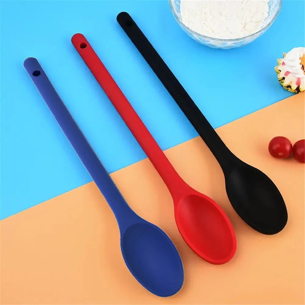 Long Handle Silicone Cooking Spoon For Salad Mixing And Nonstick Serving 1