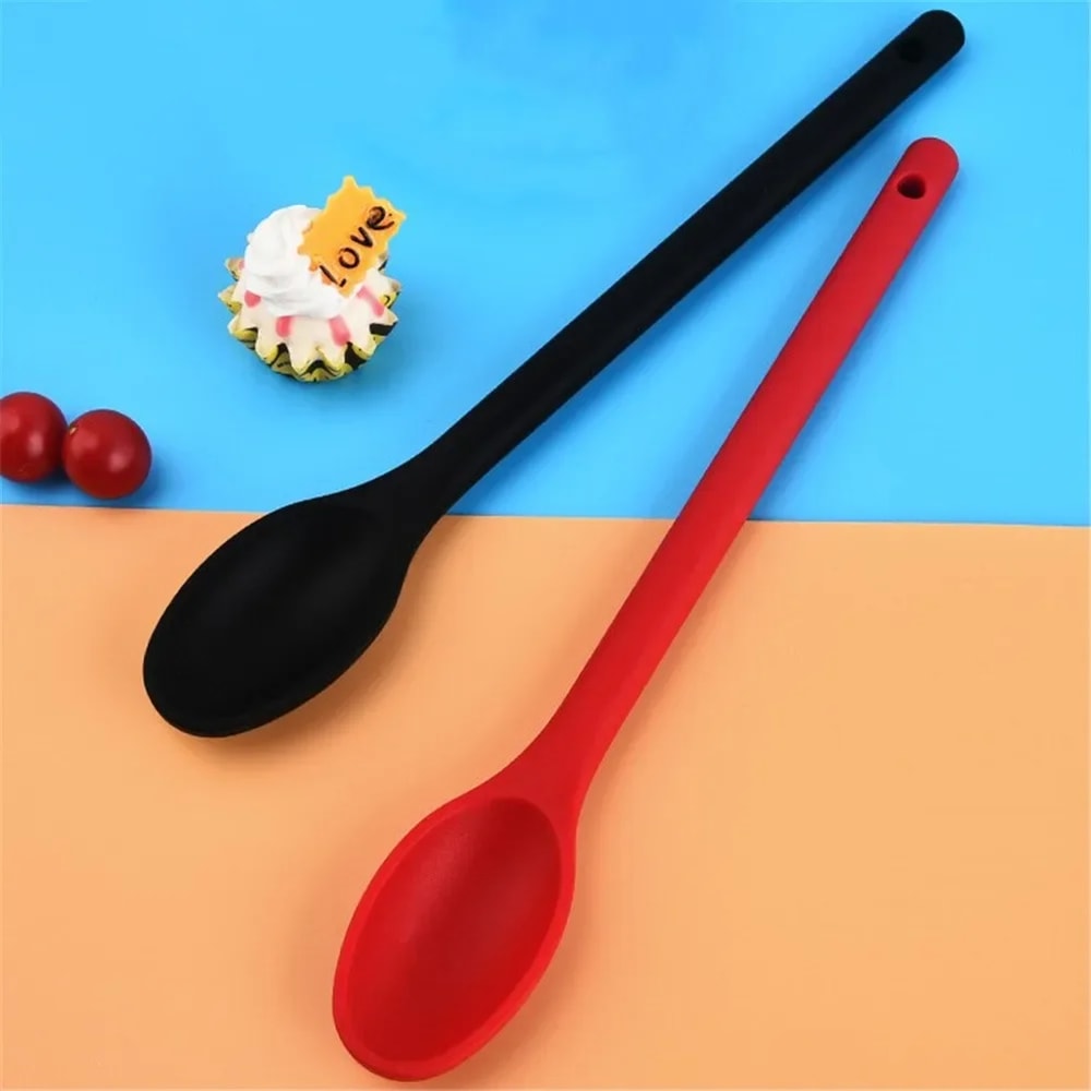 Long Handle Silicone Cooking Spoon For Salad Mixing And Nonstick Serving 2