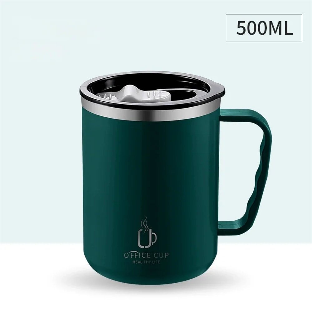 Insulated Coffee Mug Stainless Steel Thermos Cup with Handle and Leak Proof Lid