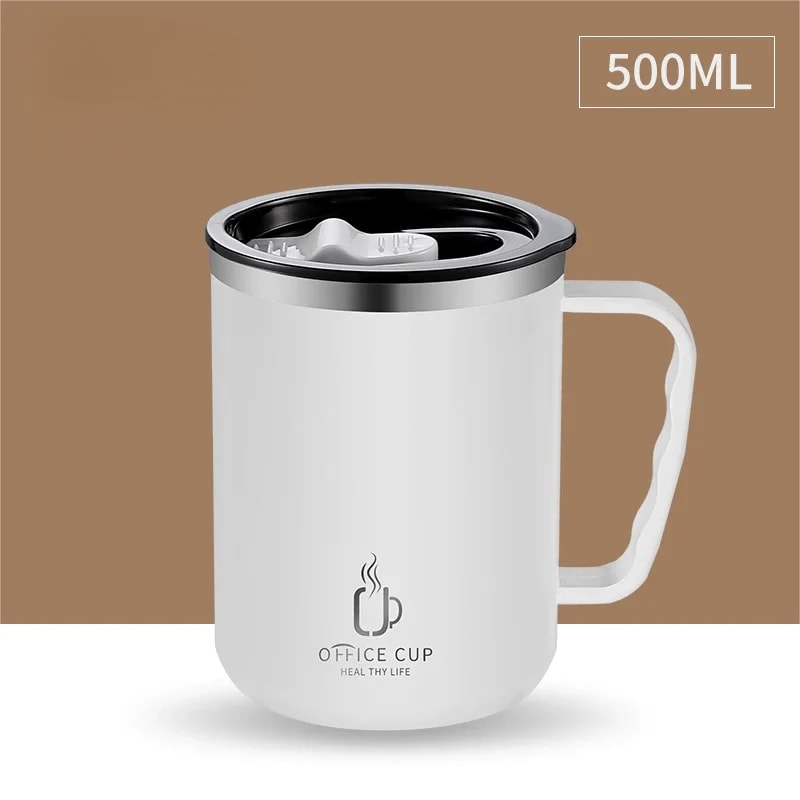 Insulated Coffee Mug Stainless Steel Thermos Cup with Handle and Leak Proof Lid