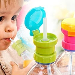 kids spill proof water bottle cap with straw reusable sippy cup lid for toddlers