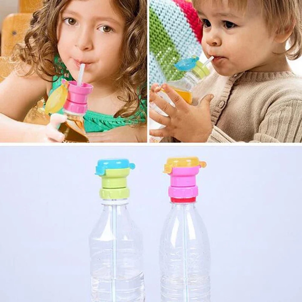 Kids Spill Proof Water Bottle Cap with Straw Reusable Sippy Cup Lid for Toddlers