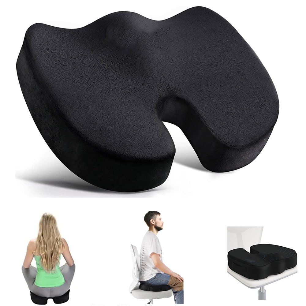 Memory Foam Seat Cushion for Office Chair and Car with U Shape Tailbone Support