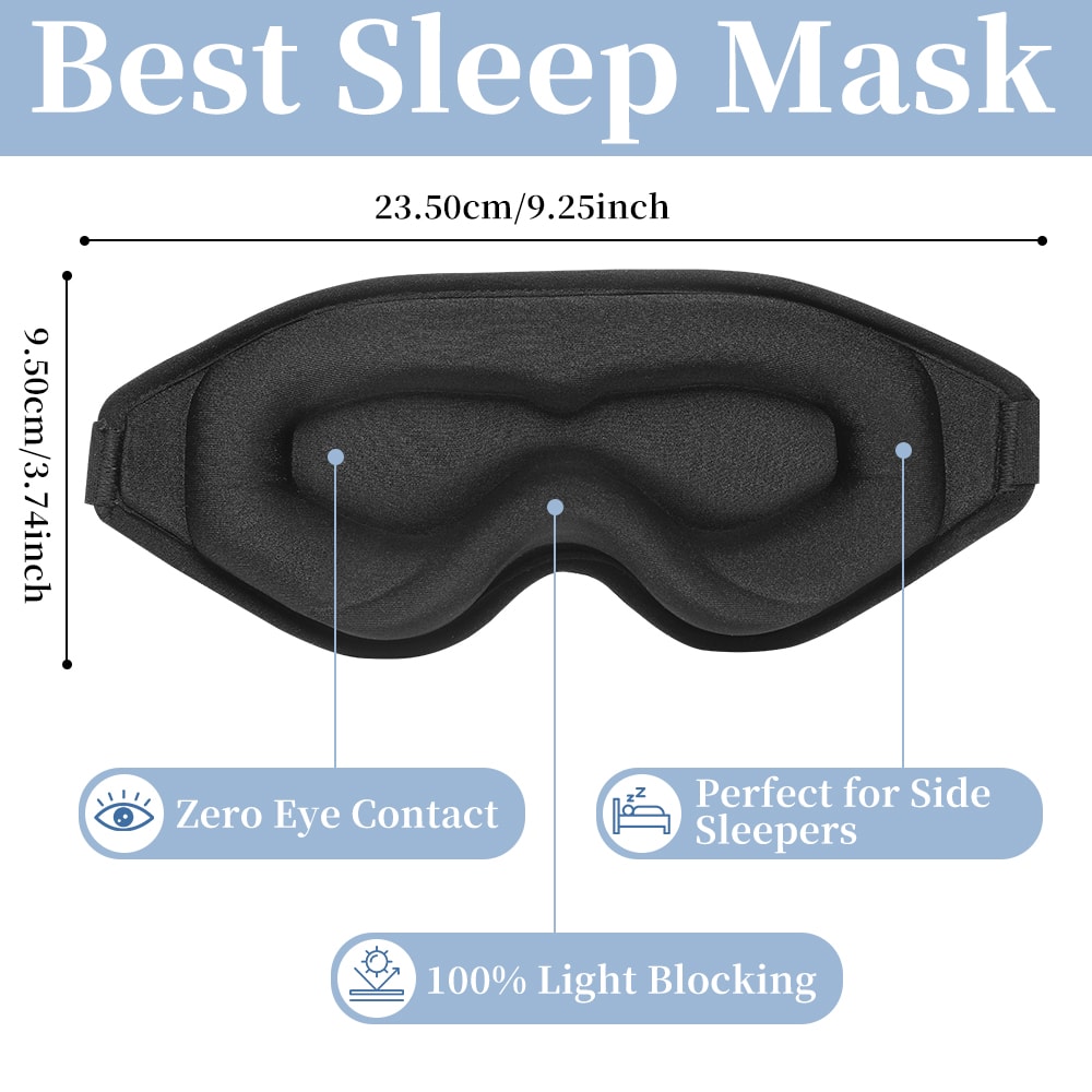 Breathable Sleep Mask for Deep Rest Blackout Eye Mask with Adjustable Fit