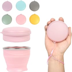 collapsible silicone travel cup with lid for camping and everyday use