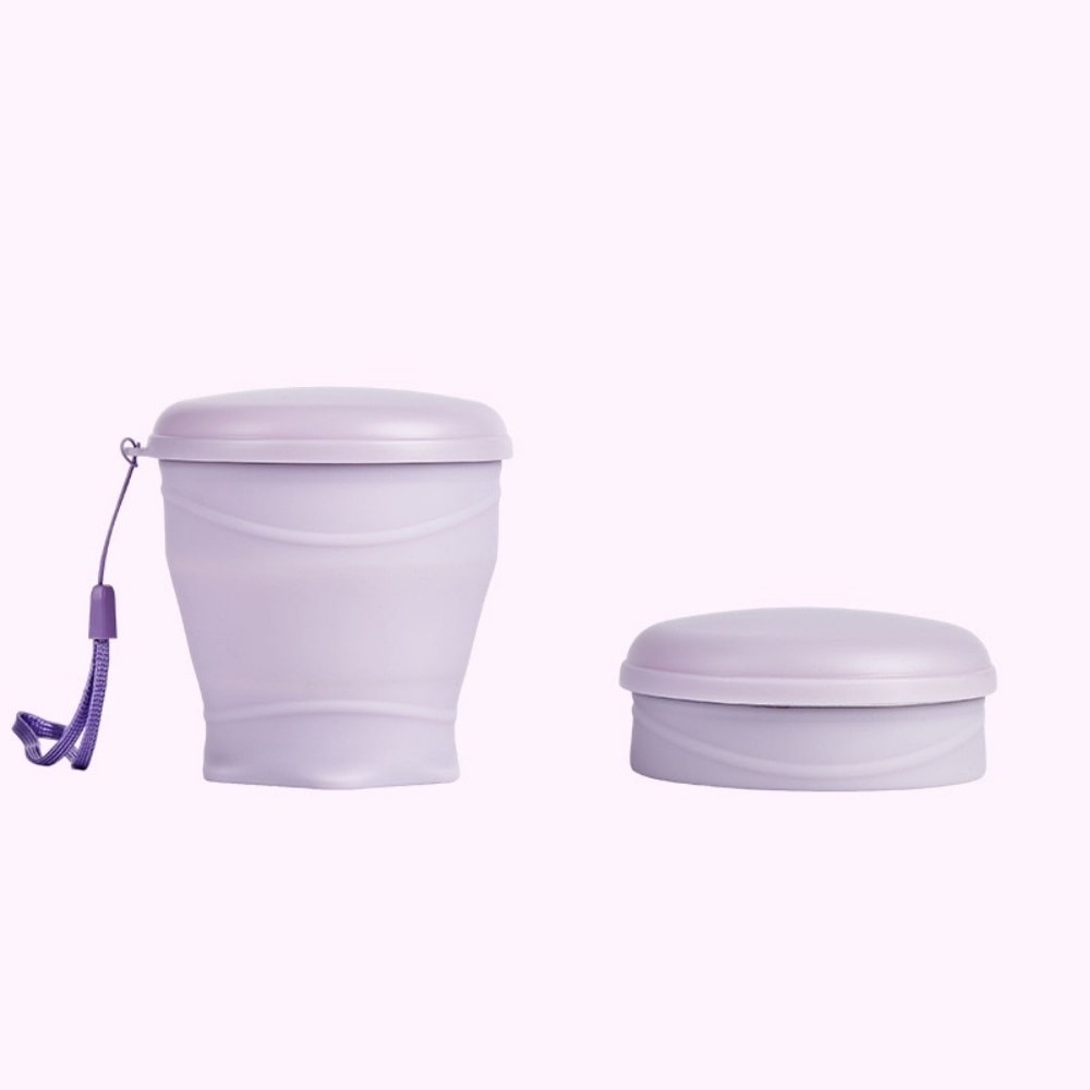 Collapsible Silicone Travel Cup with Lid for Camping and Everyday Use